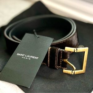 NWT Saint Laurent Pony Hair Belt Brown | size 80cm (32) | YSL Belt